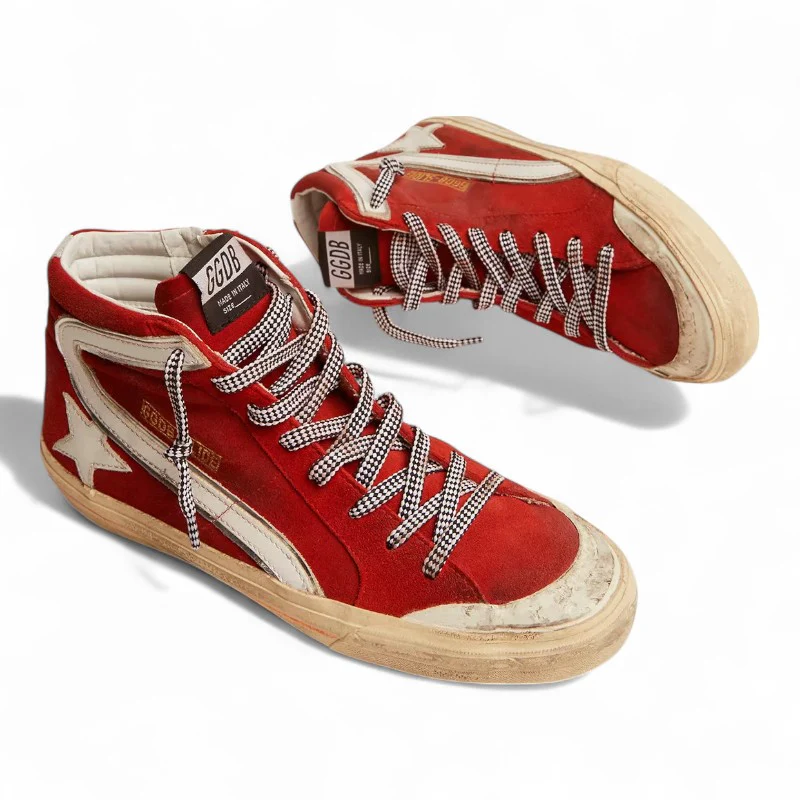 Sneaker Slide Penstar in red suede with white details