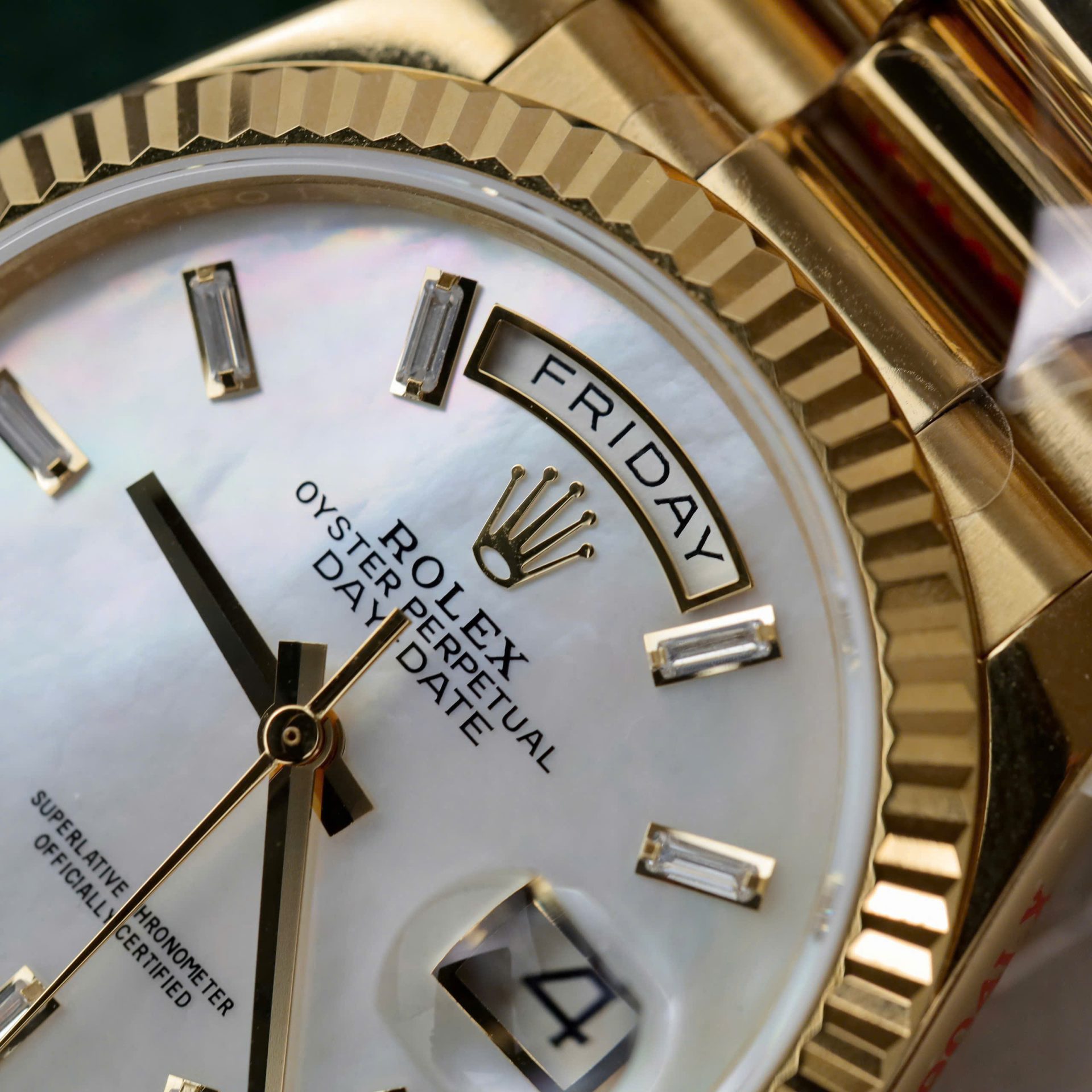 Rolex Day-Date YG Plated MOP Dial CZ Diamonds 36mm Super Clone