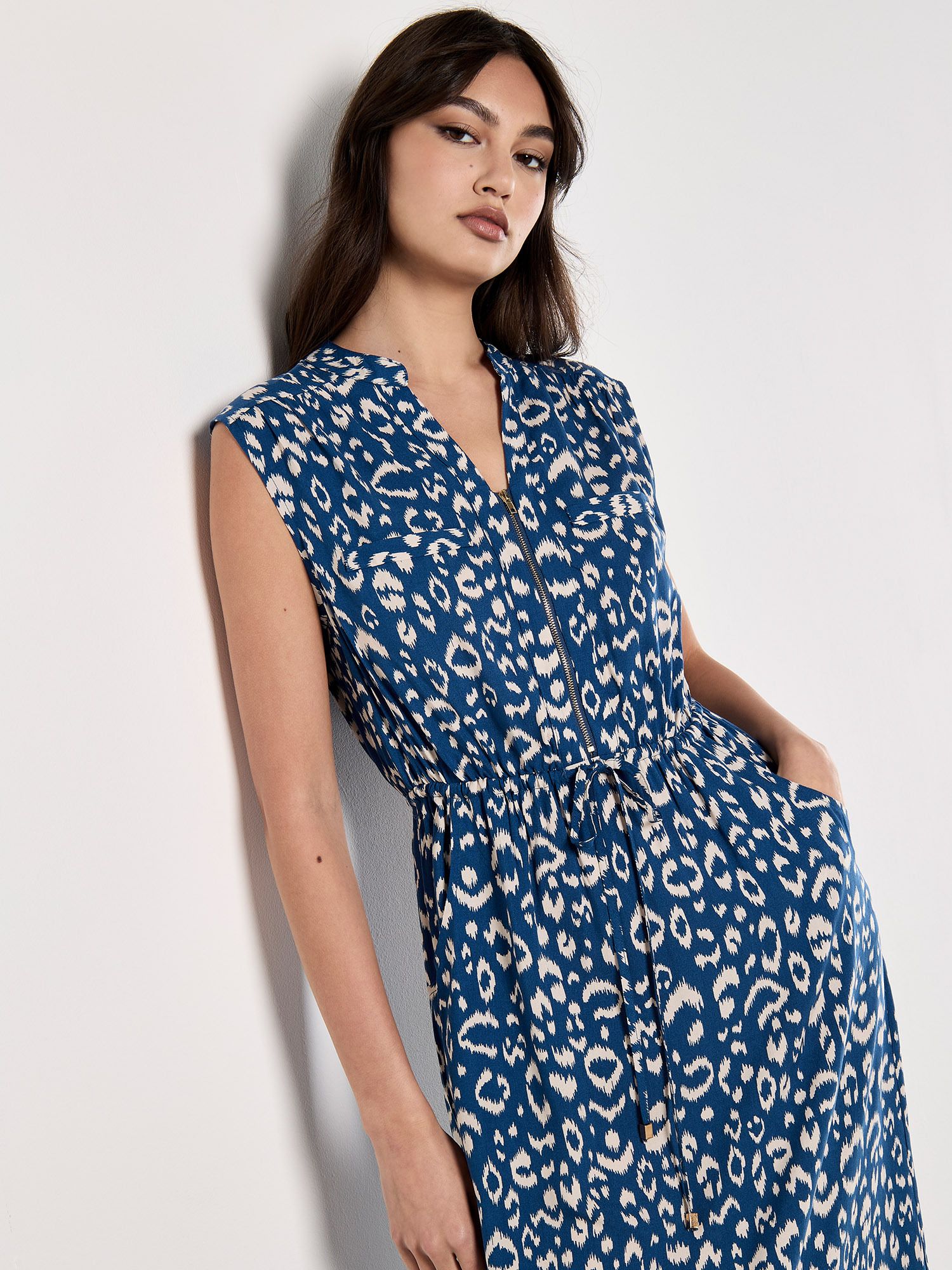 Apricot Animal Print Midi Dress