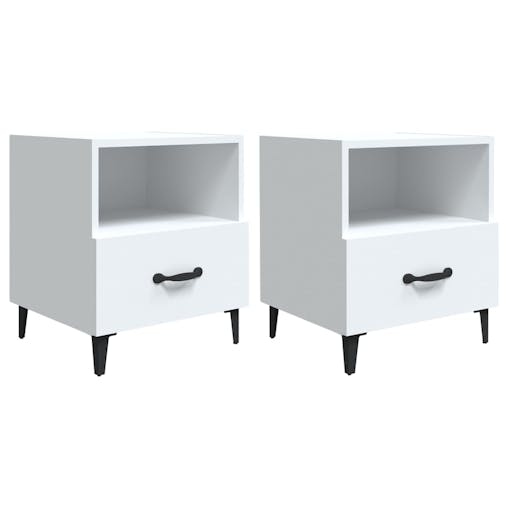 NNEVL Bedside Cabinets 2 pcs White Engineered Wood