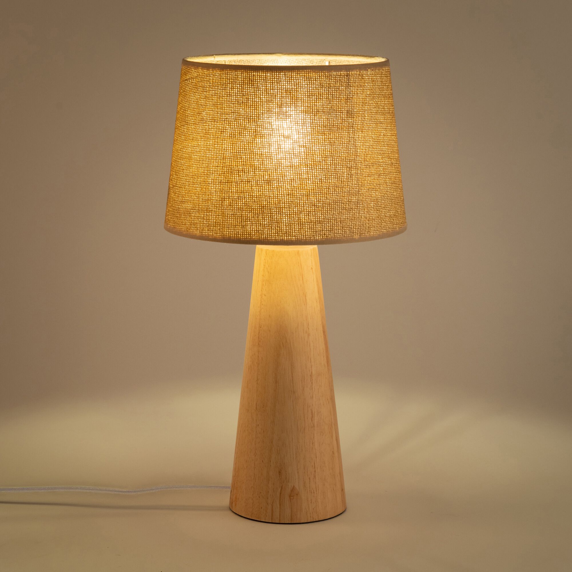 VATHIA - Pied de lampe électrifiée en bois d'hévéa H29cm - naturel