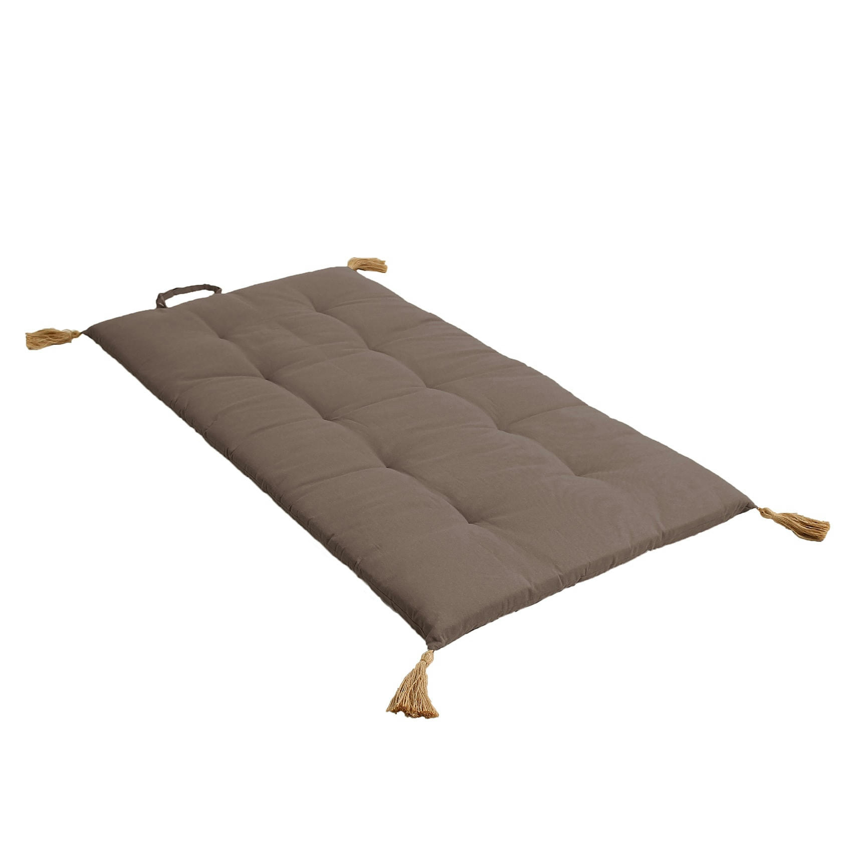 - Futon coloré avec 4 pompons en jute coton vison 120x60cm