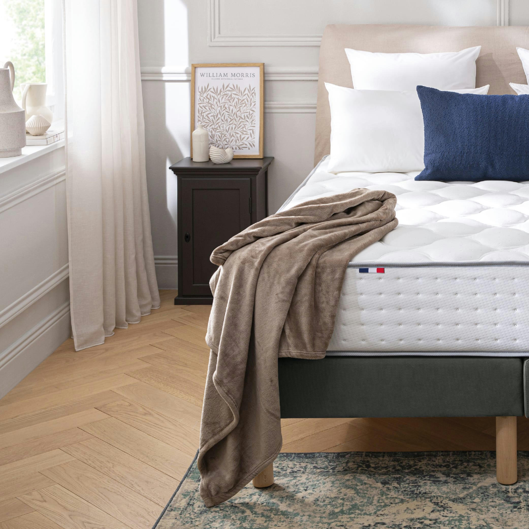 LUXE VELOURS - Sommier velours gris souris 70x200 cm