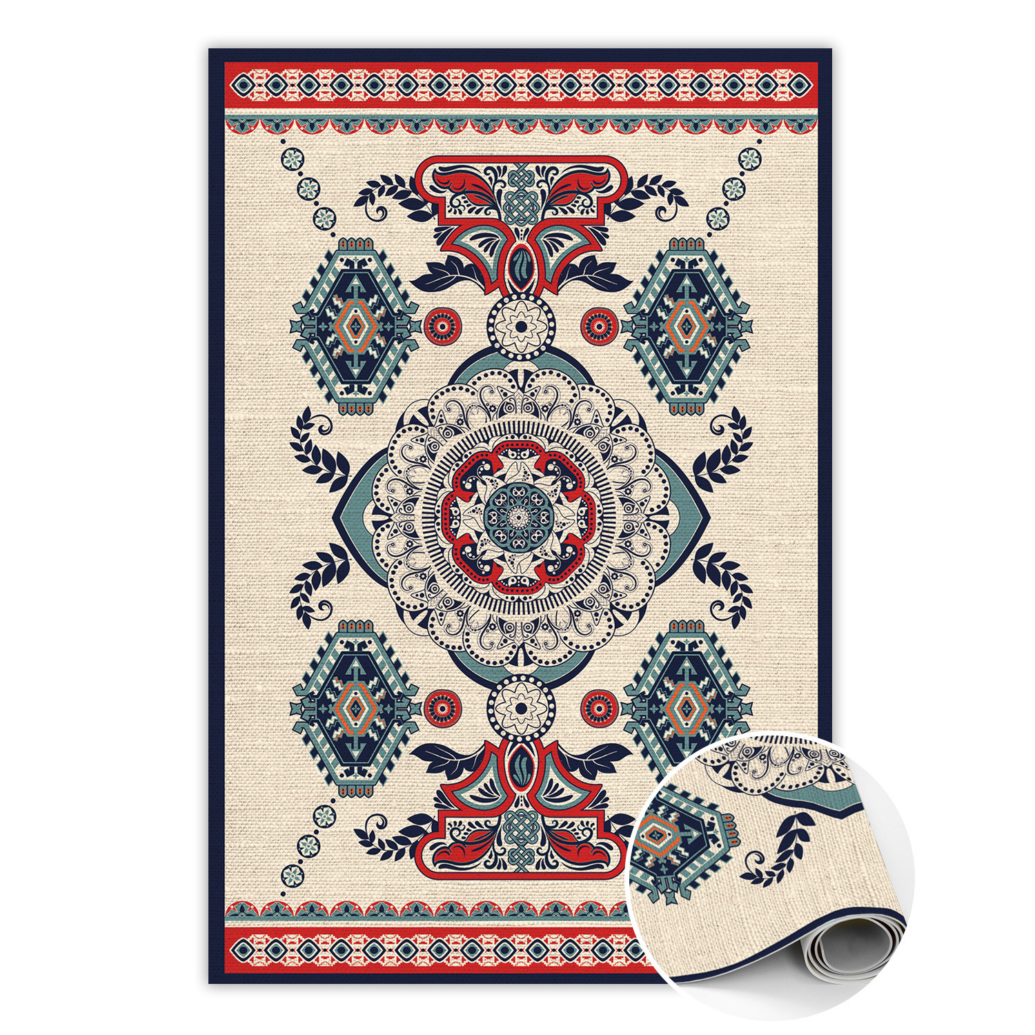 Modny winylowy dywan Hinduska geometria 60 x 90 cm