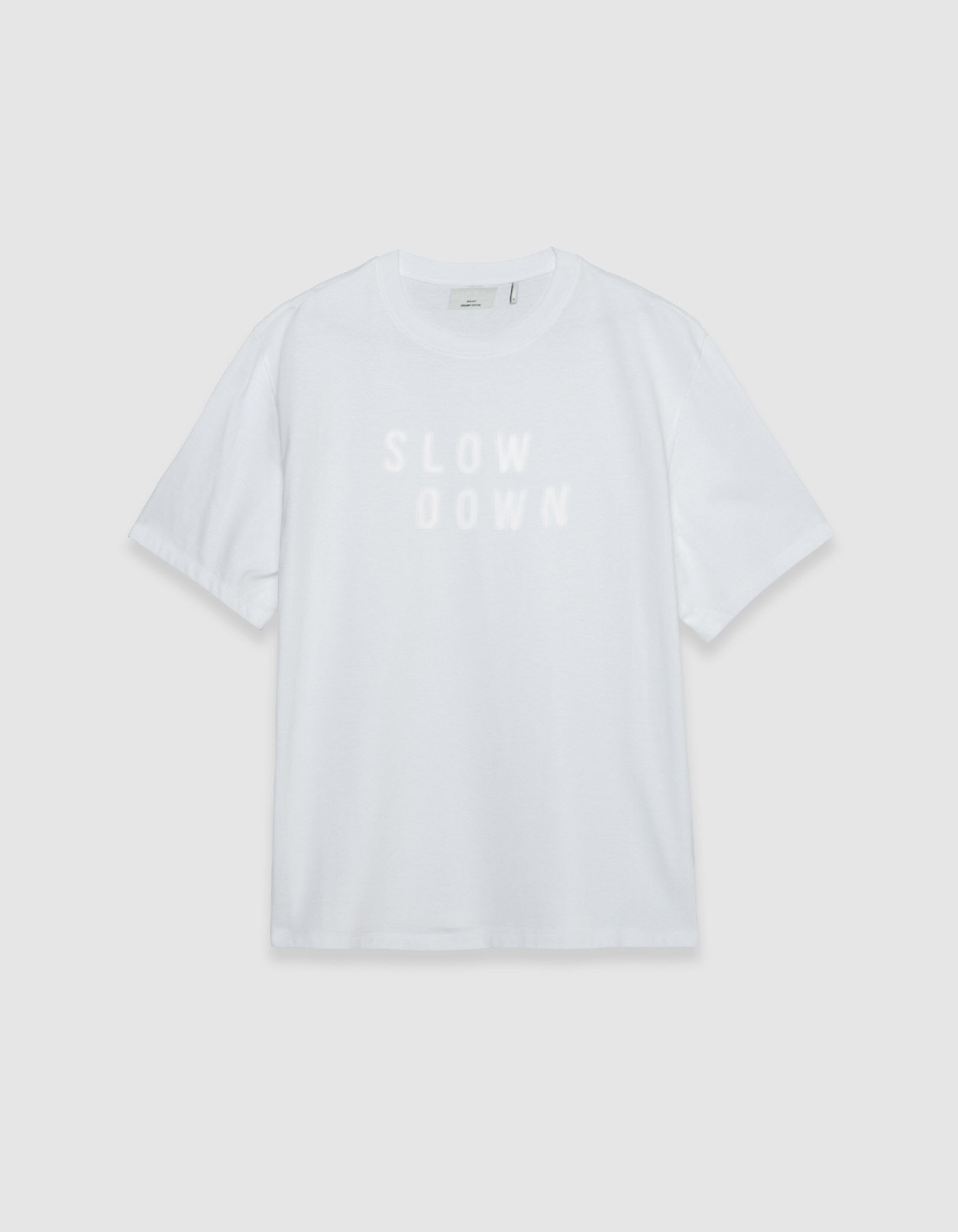 T-shirt blanc message flocage velours Homme