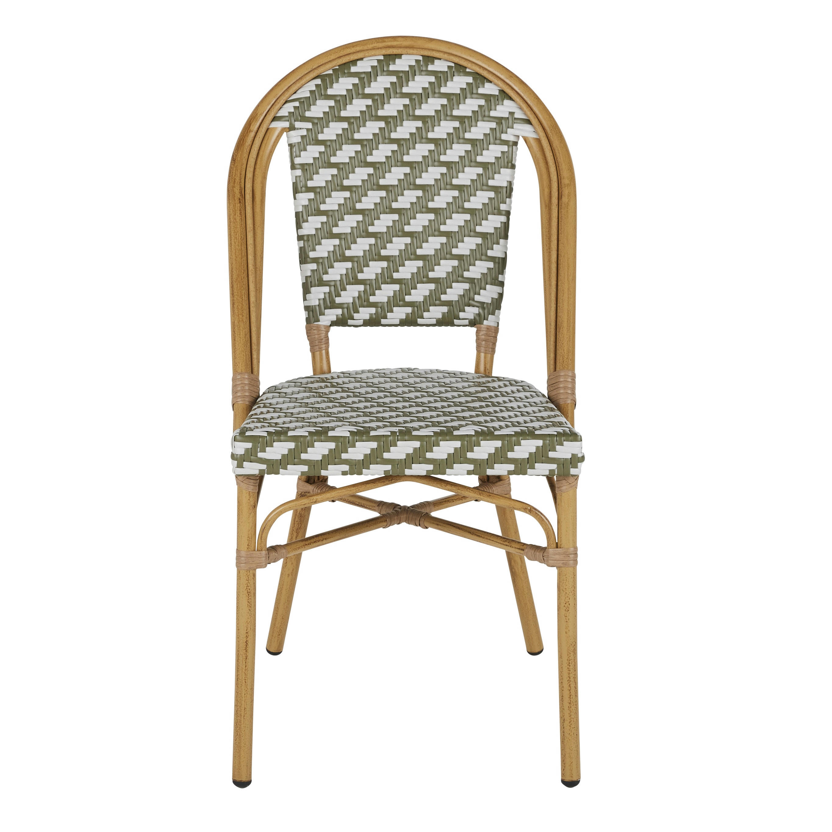 Kafe Business - Chaise de jardin professionnelle en résine tressée blanche et verte