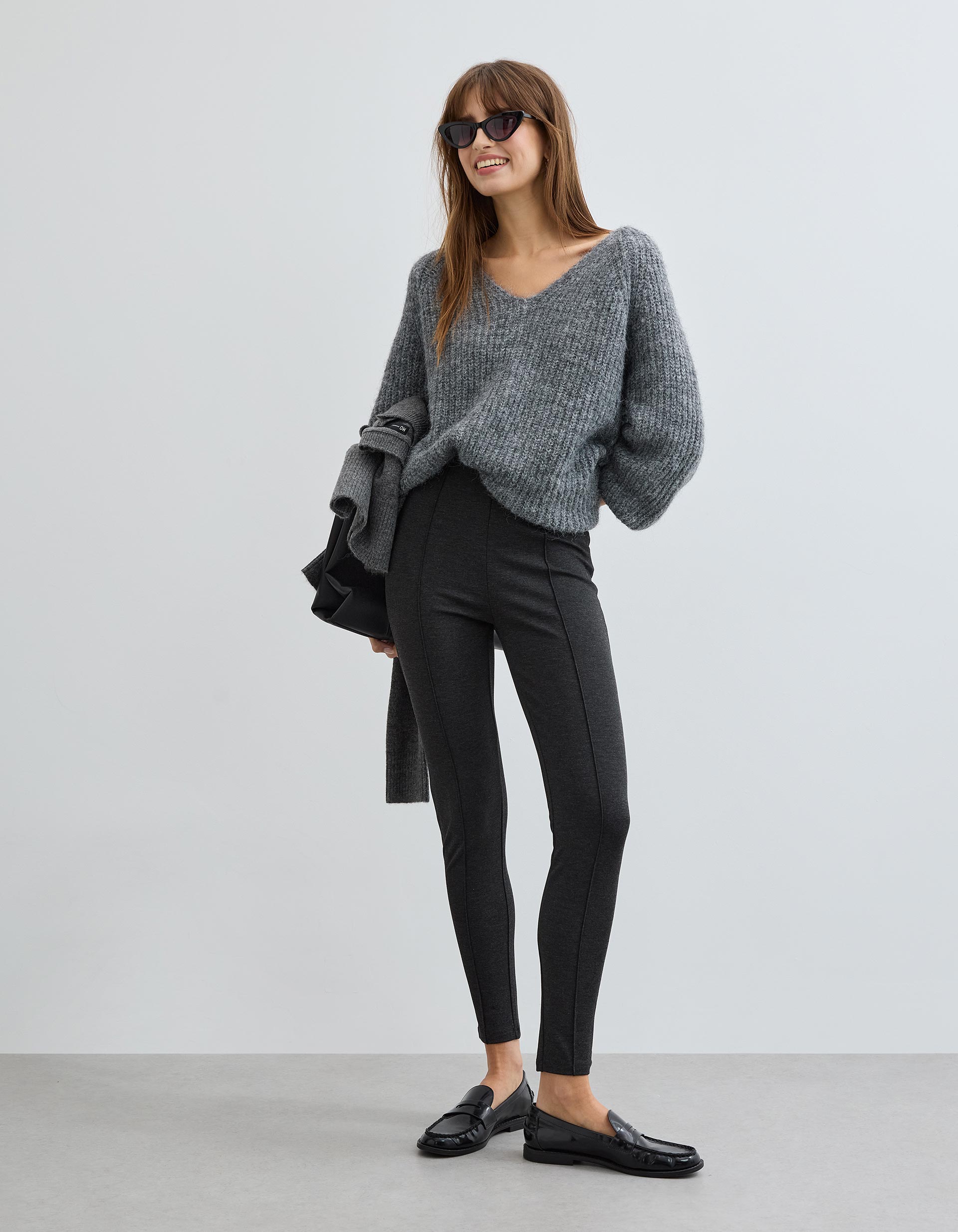 Legging Ponto Roma, Mulher, Cinzento