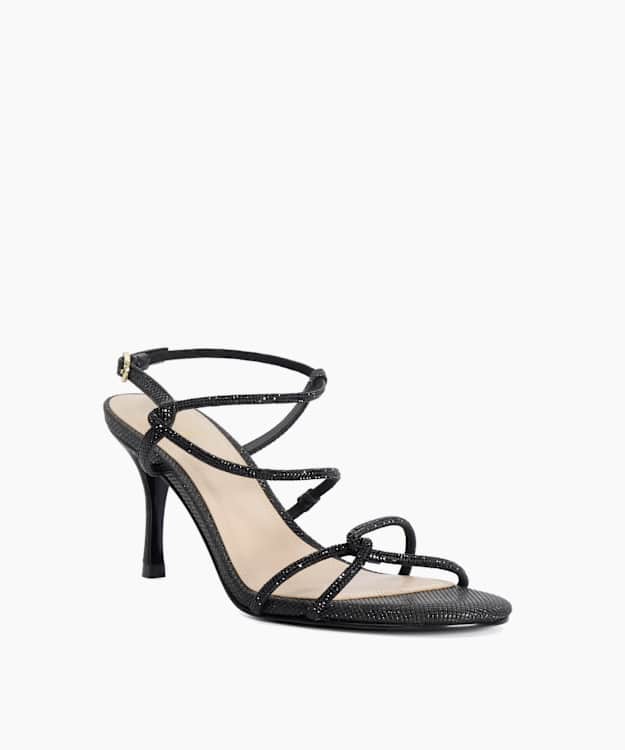 Milos Black - High Heel Stappy Sandals