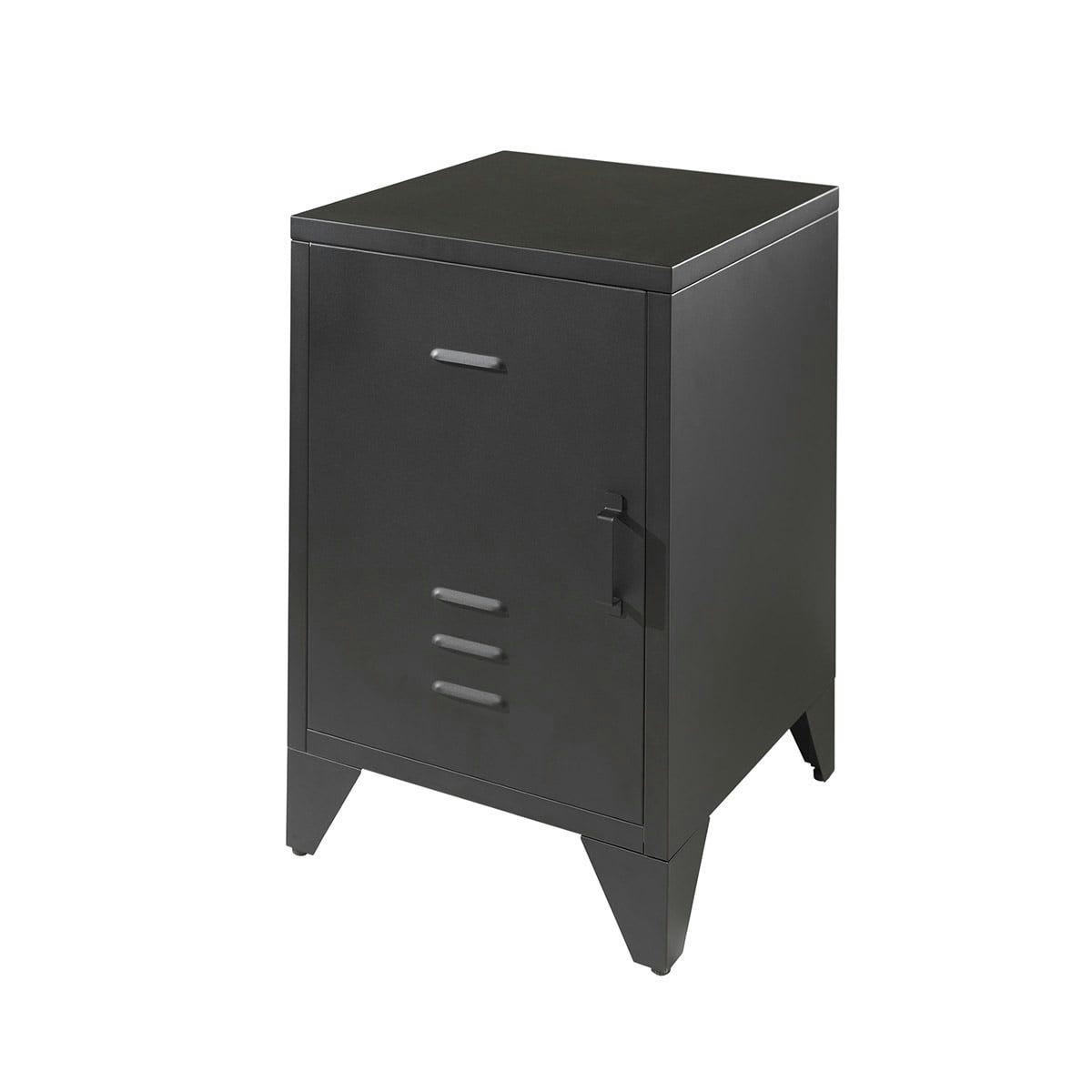 CHICAGO - Chevet  1 porte style casier industriel métal noir