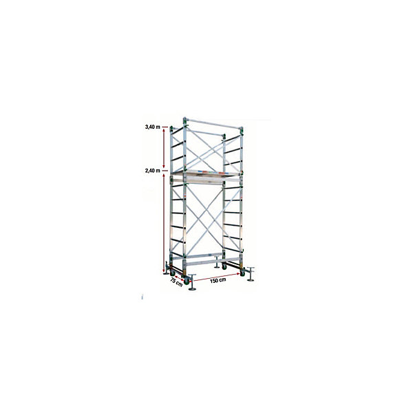 Echafaudage roulant aluminium PRC24 - Hauteur de travail 4.40m