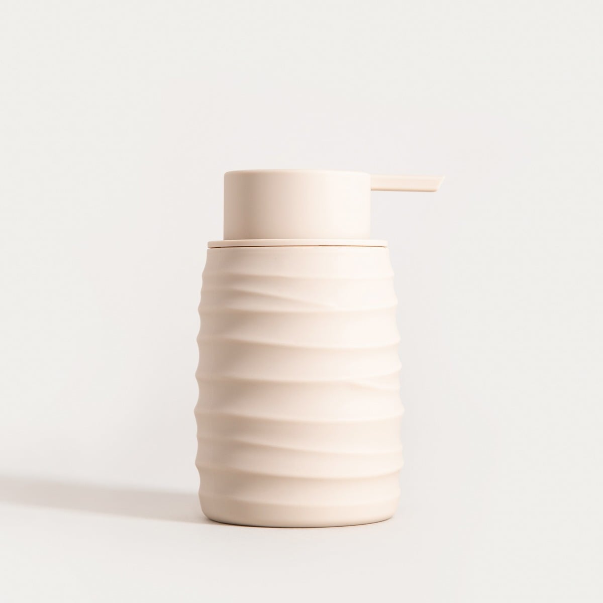 Dozownik TORUS z tłoczeniem beżowy 8,2x8,2x17 cm