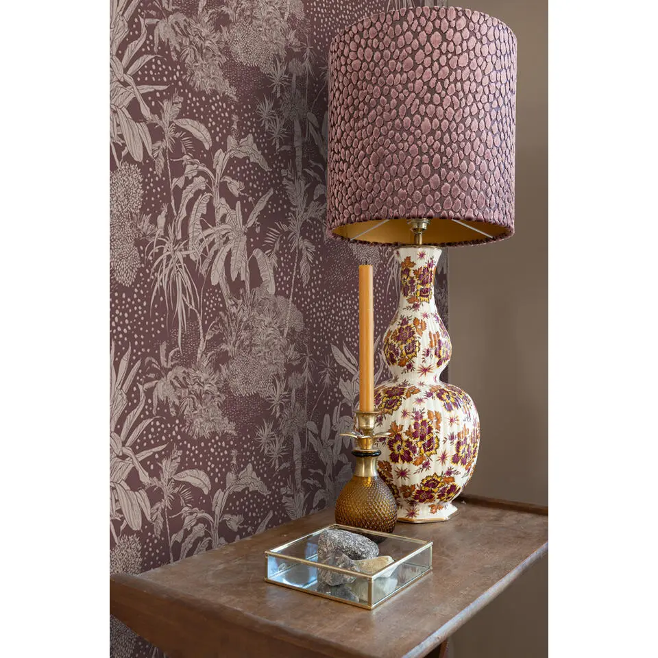 ESTAhome behang tropische bladeren aubergine paars - 50 x 900 cm