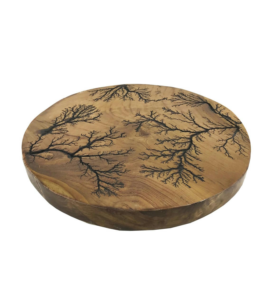 - Tableau mural en bois marron et noir diamètre 50 cm