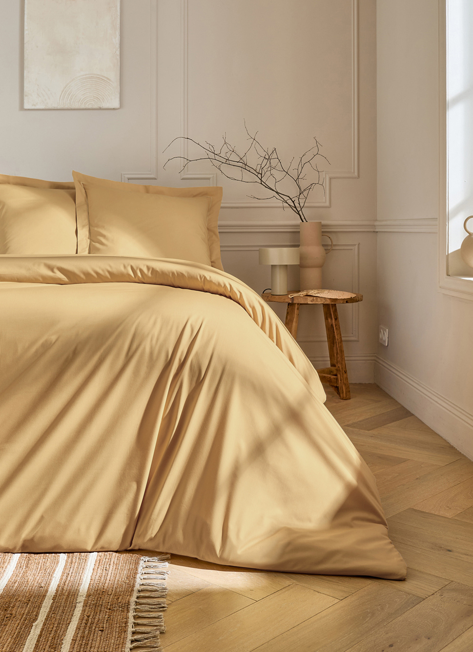 TAIE D'OREILLER UNIE EN PERCALE DE COTON MAIS