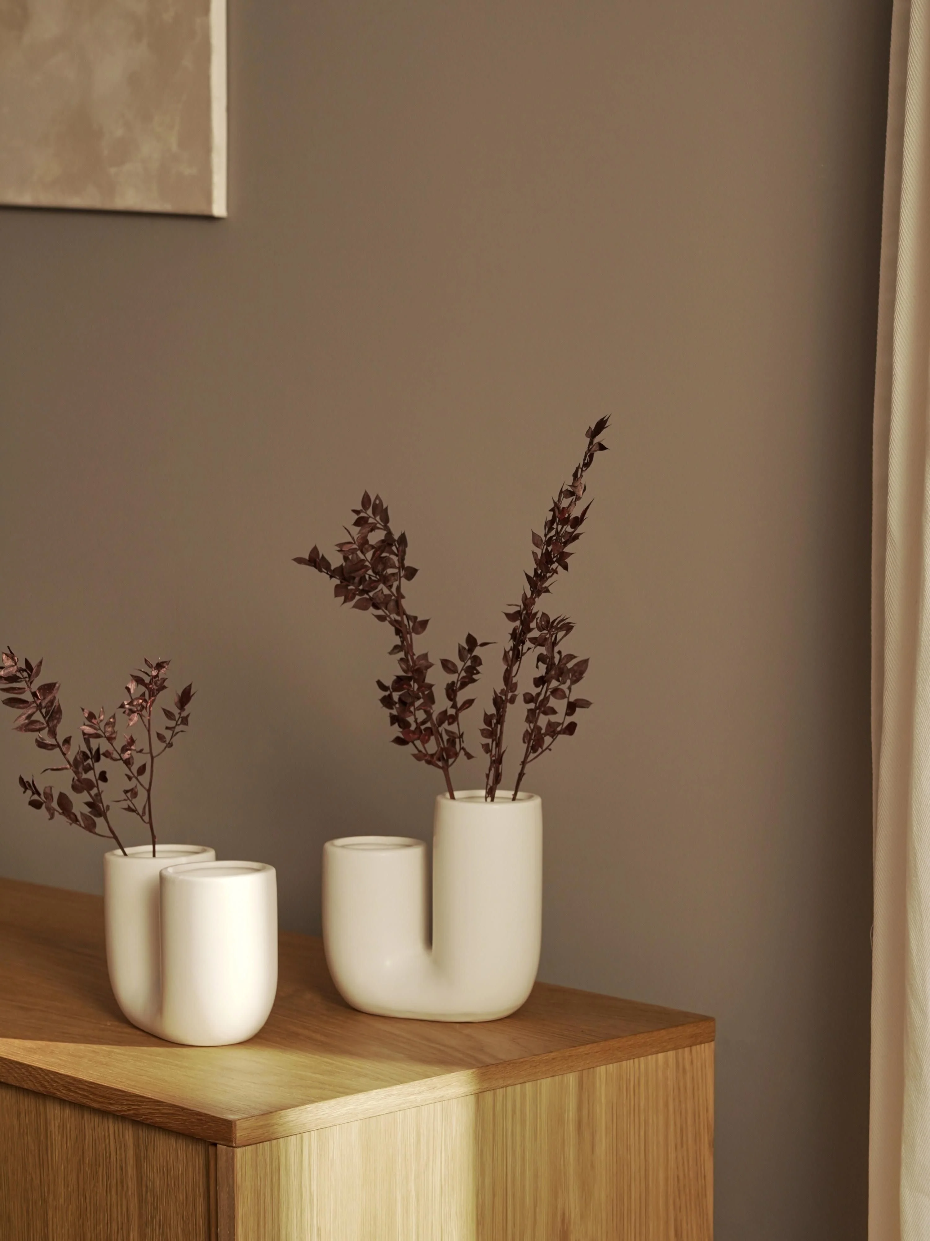 Handgefertigte Design-Vasen Filicio aus Steingut, 2er-Set