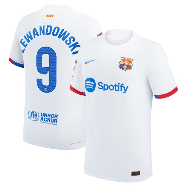 Robert Lewandowski Barcelona Nike 2023/24 Away Authentic Jersey - White/Aqua/Royal