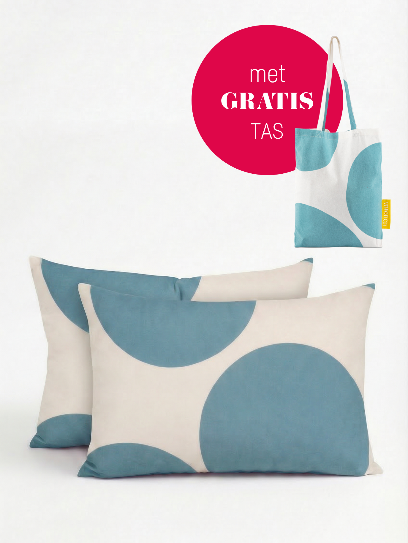 vtwonen - Sierkussens - Stippen - Set van 2 - Lichtblauw - 50x70cm