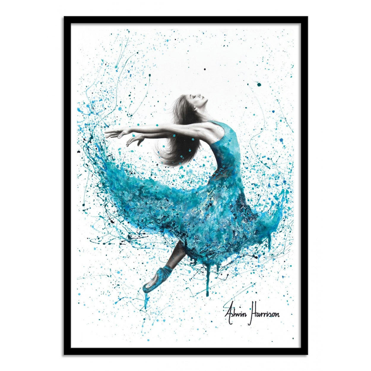 ASHVIN HARRISON - TURQUOISE RAIN DANCER - ASHVIN HARRISON - Affiche d'art 30 x 40 cm