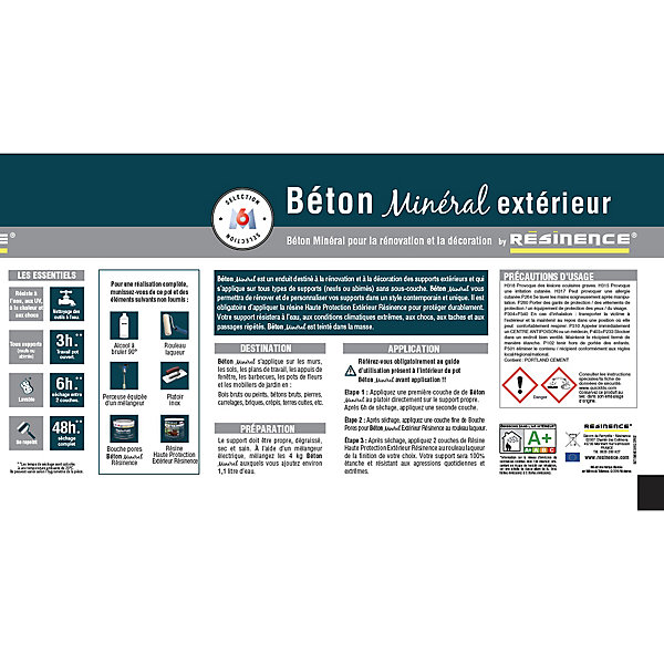 Enduit béton minéral Résine extérieur nce volcan mat 4kg