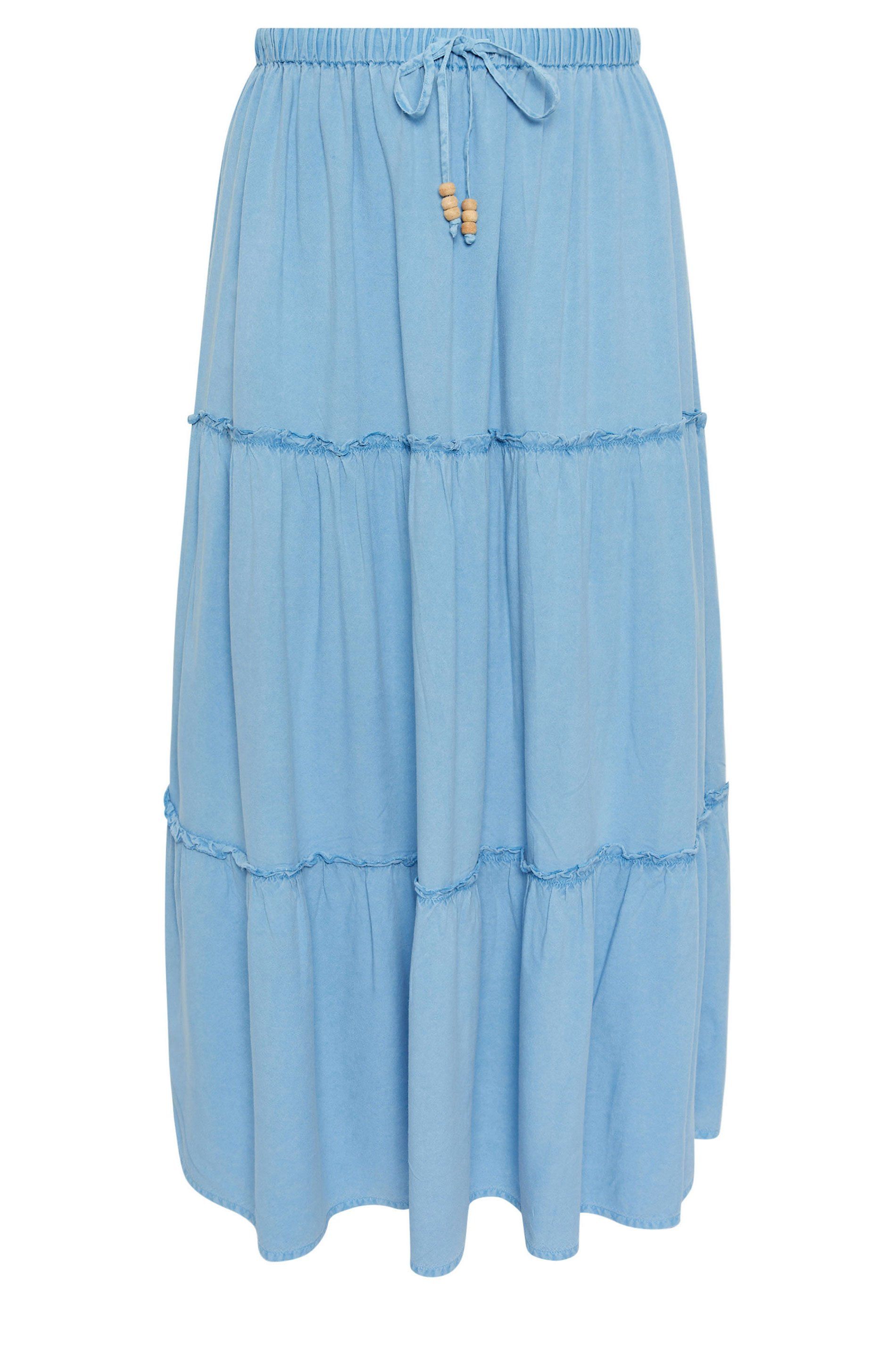 Yours Chambray Tiered Maxi Skirt