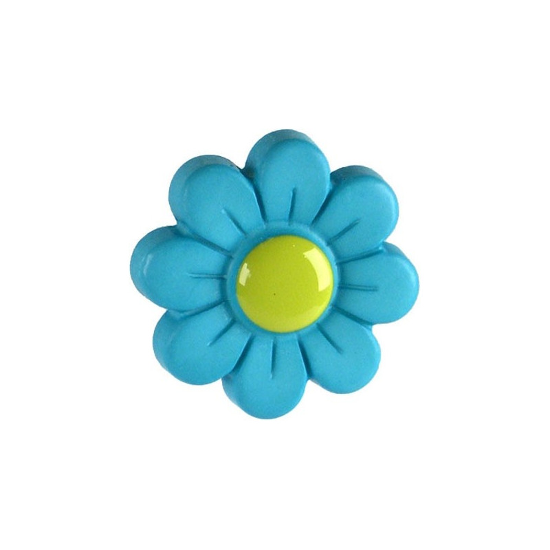 Bouton en résine marguerite bleu Ø 34 mm LINEA BERTOMANI