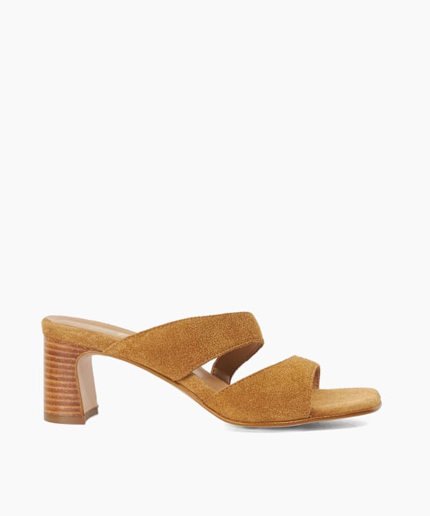 Jaeda Tan - Suede Block Heel Mules