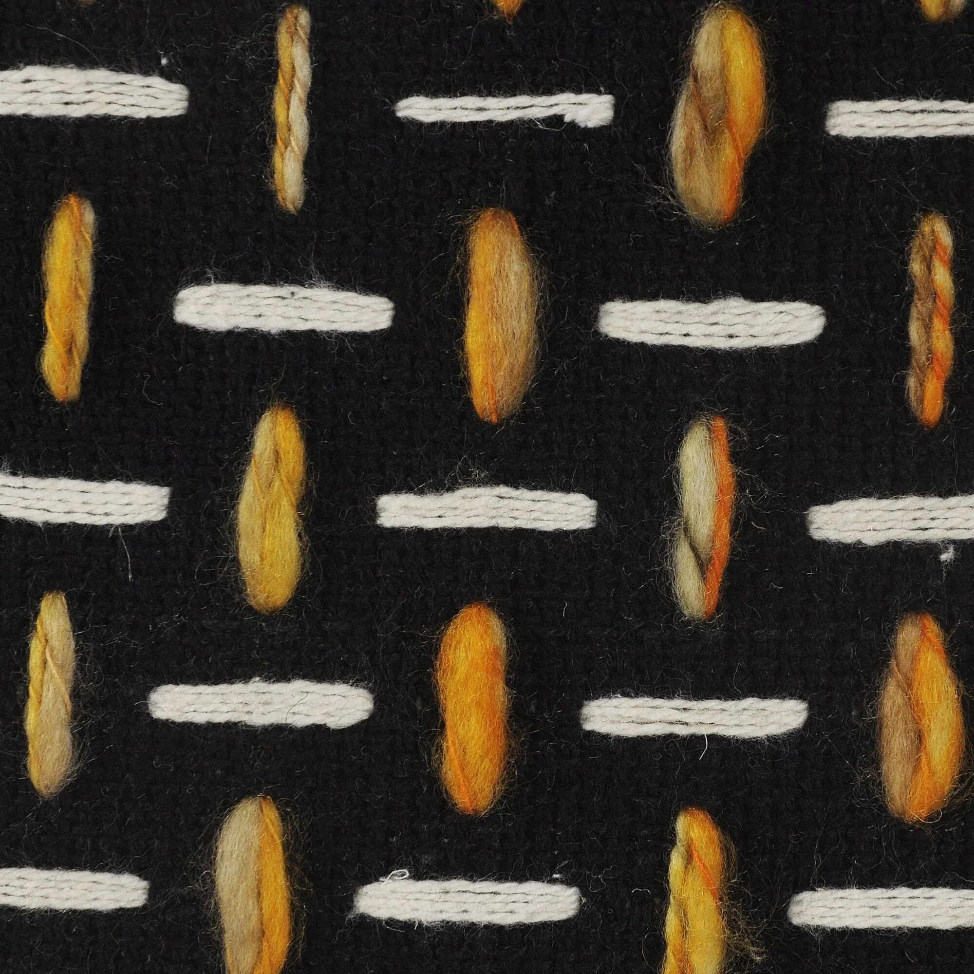 16 Gold and Black Geometric Interwoven Square Pouf Ottoman