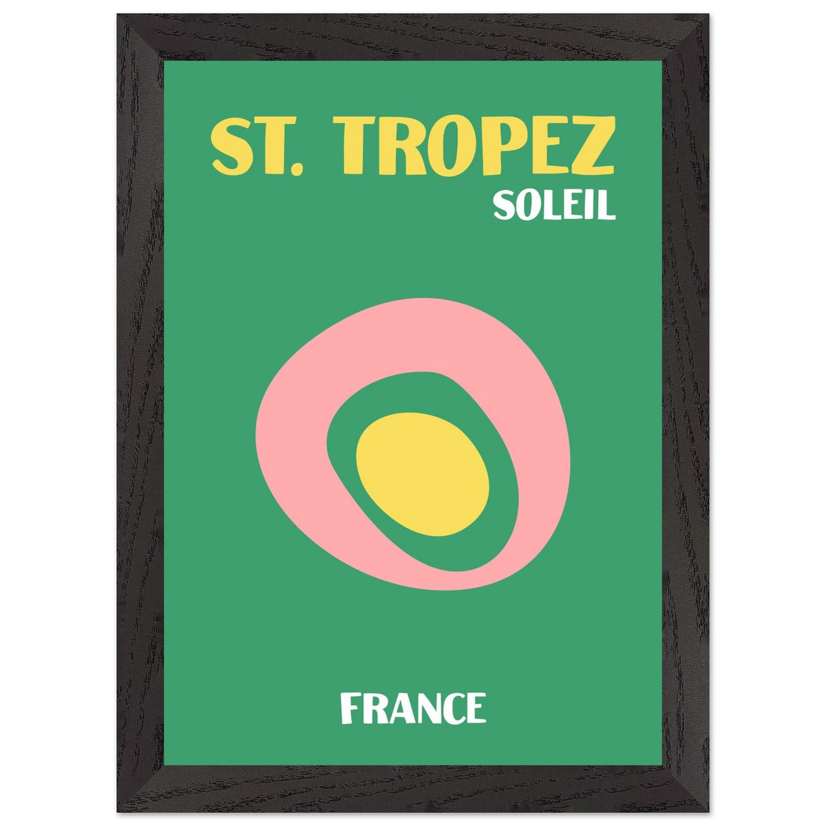 Artfulprints Poster met Lijst Frankrijk - St. Tropez  - A4 21x29.7 cm - Groen