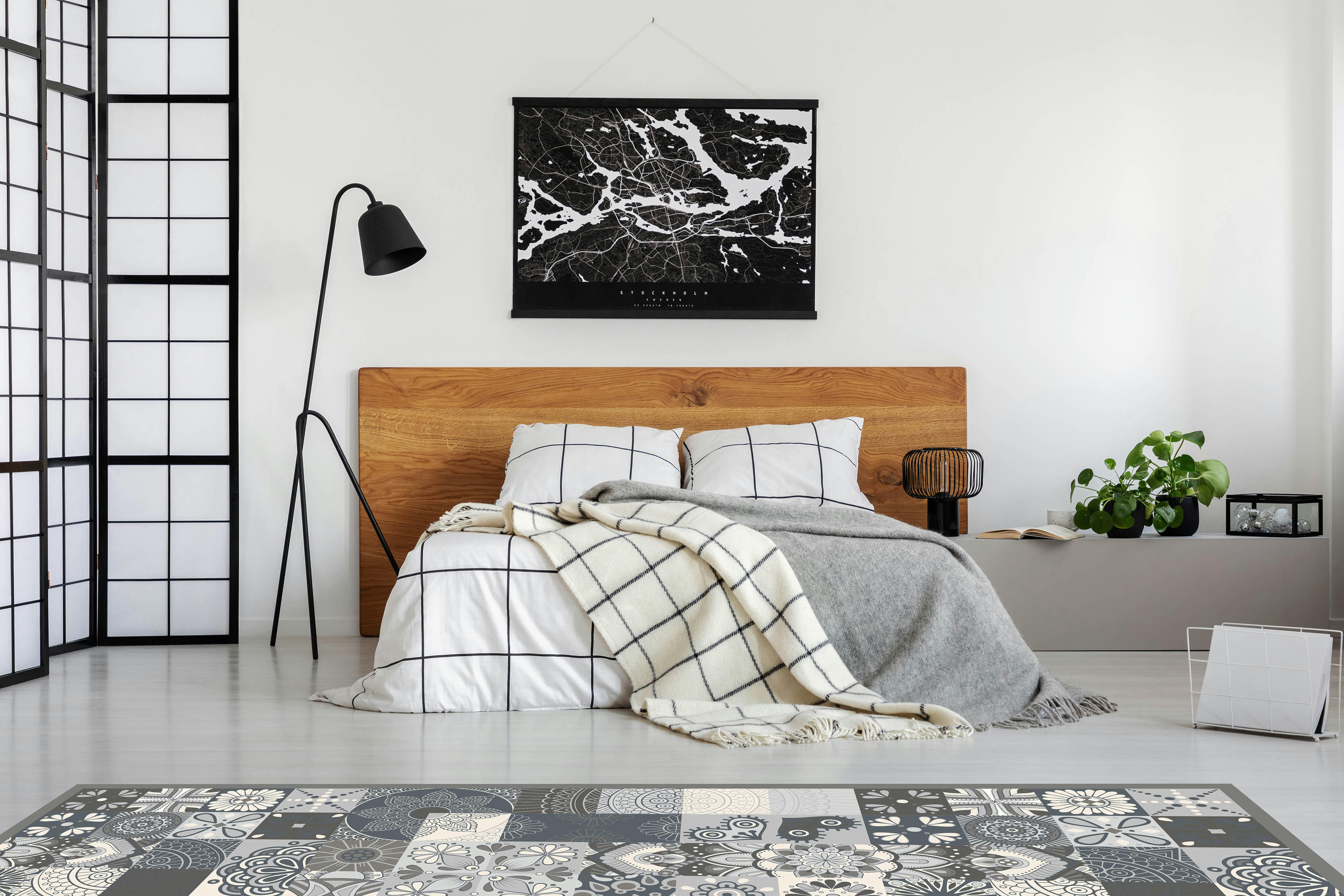 - Tapis vinyle carreaux ciments cuisine gris 120x160cm