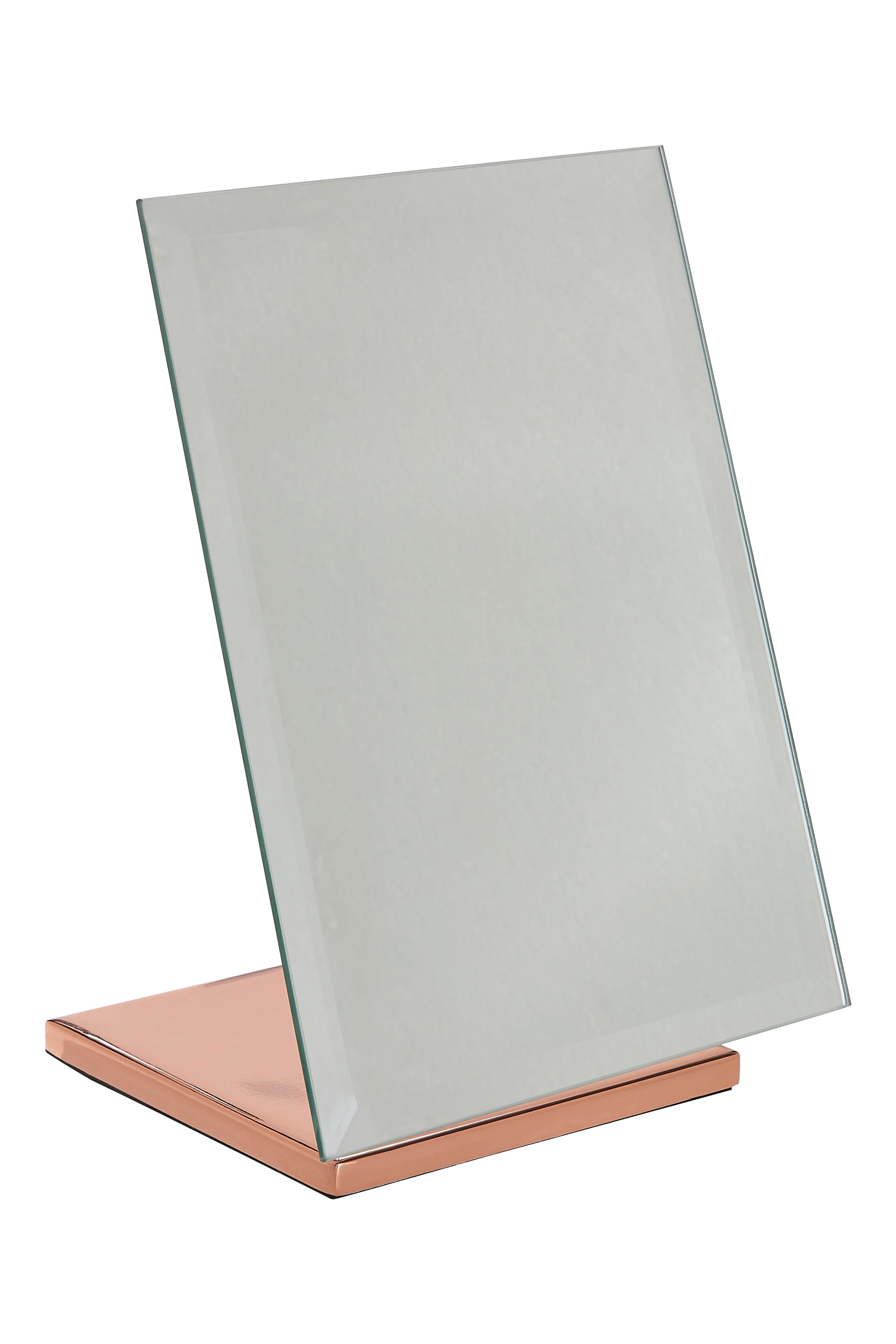 Orsina Bevelled Glass Rose Gold Table Mirror, Iron Mirror, Small Table Mirror, Shaving Mirror For Daily Grooming