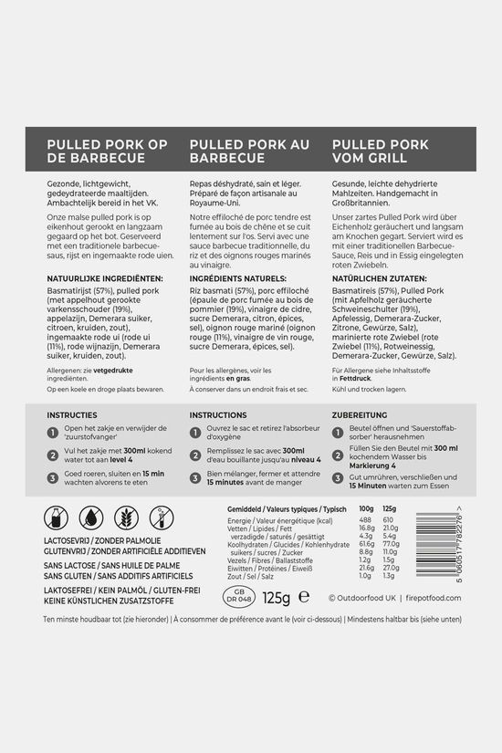Firepot Barbecued Pulled Pork 1-persoon Maaltijd