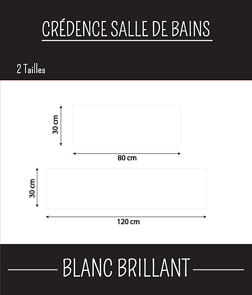 Crédence salle de bain BLANC BRILLANT 120 cm 30 cm Ma Nouvelle Déco