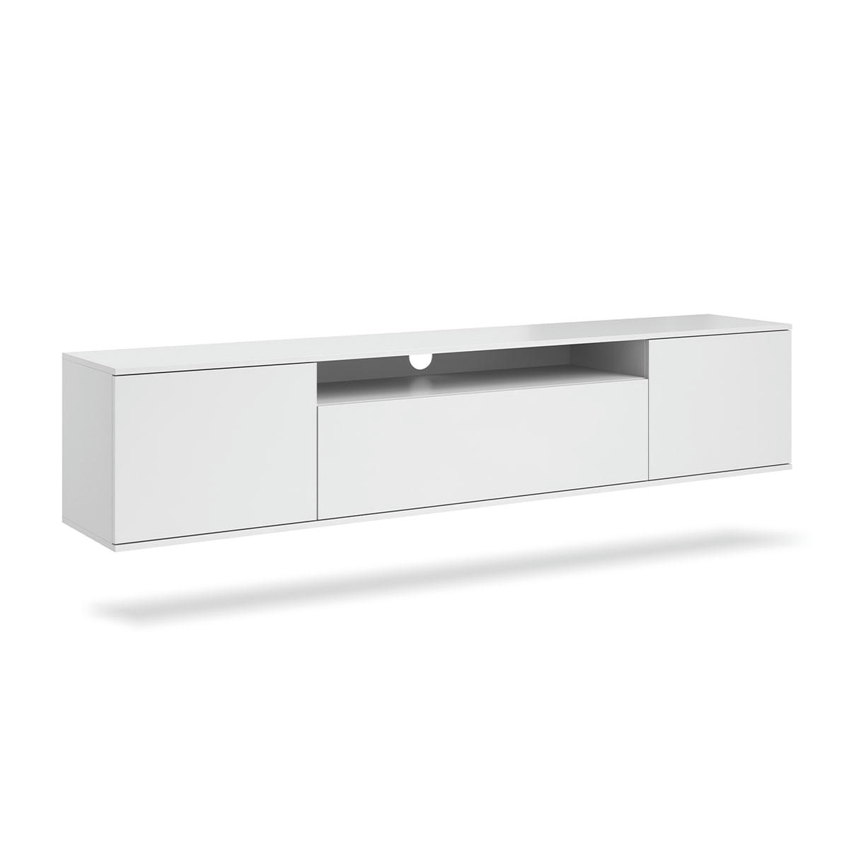 - Meuble TV mural 3 portes 200 cm stratifiés blanc