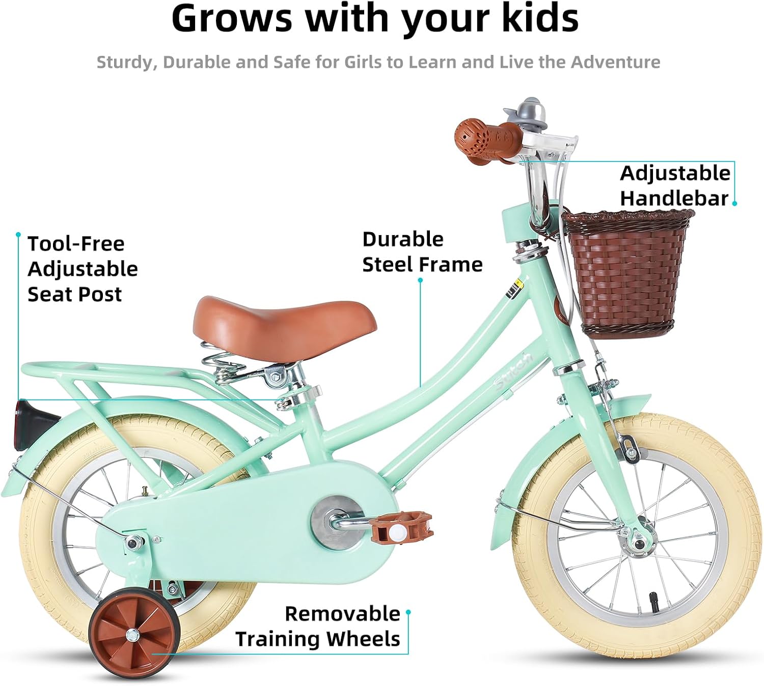 JOYSTAR Girls Bike for 2-12 Years Old Toddlers and Kids, 12 14 16 18“ 20 Retro Style Kids Bike with Training Wheels, 18 20 Inch Children Bicycle with Kickstand