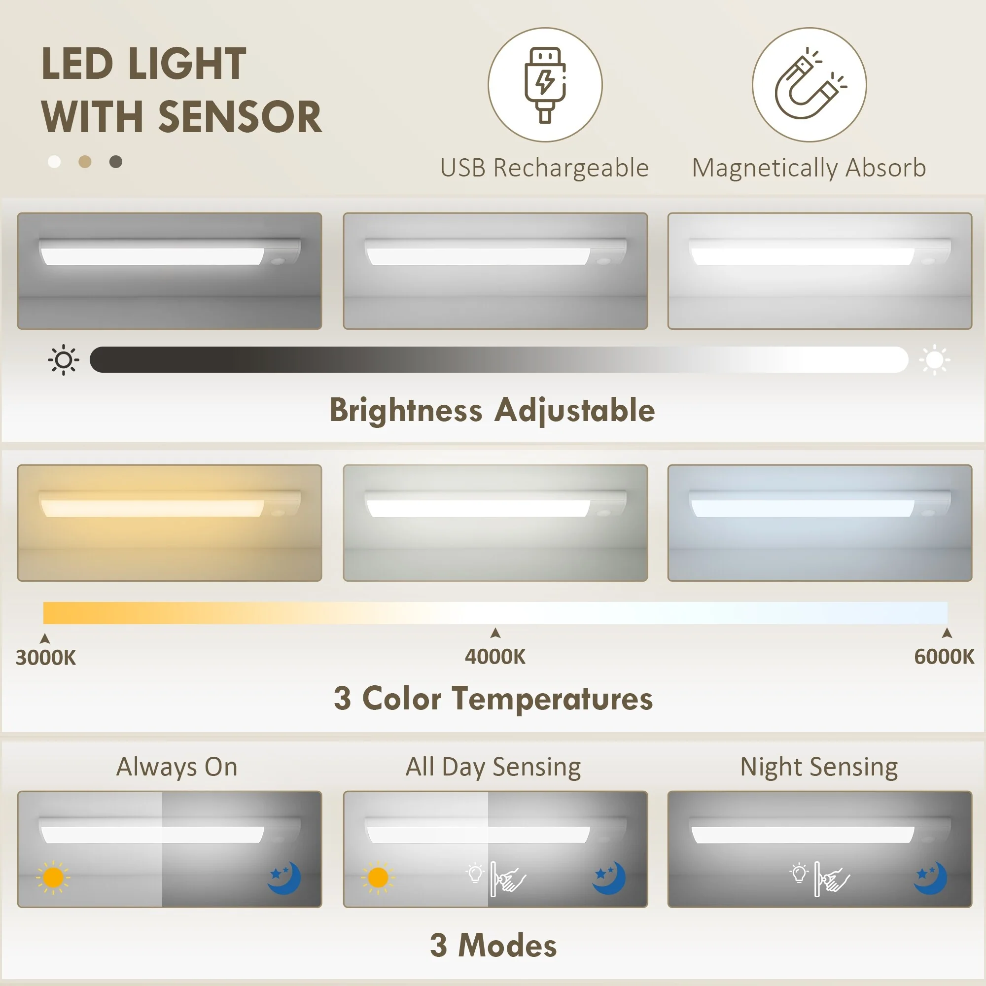 Kitchen Pantry Cabinet with Motion Sensor Light
