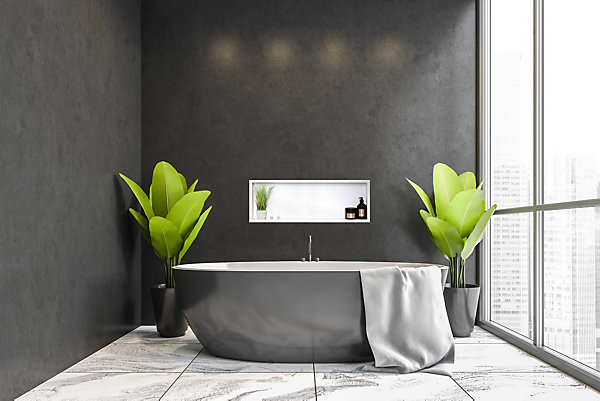 Balneo Niche murale de douche 90x30x7cm, étagère encastrable douche acier inox, blanc, WALL-BOX ONE
