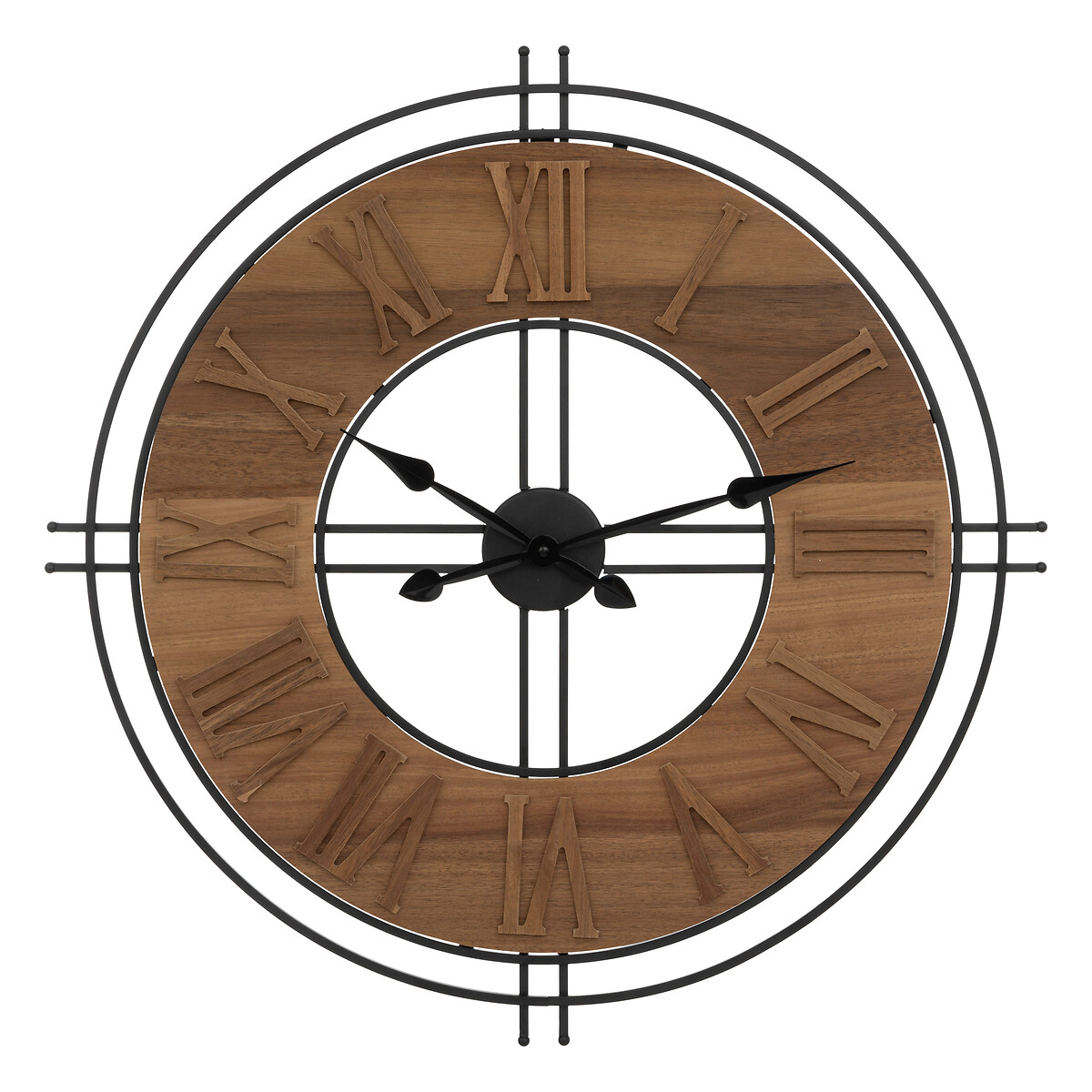 "Dorian" clock Wood, Metal, D.65 cm