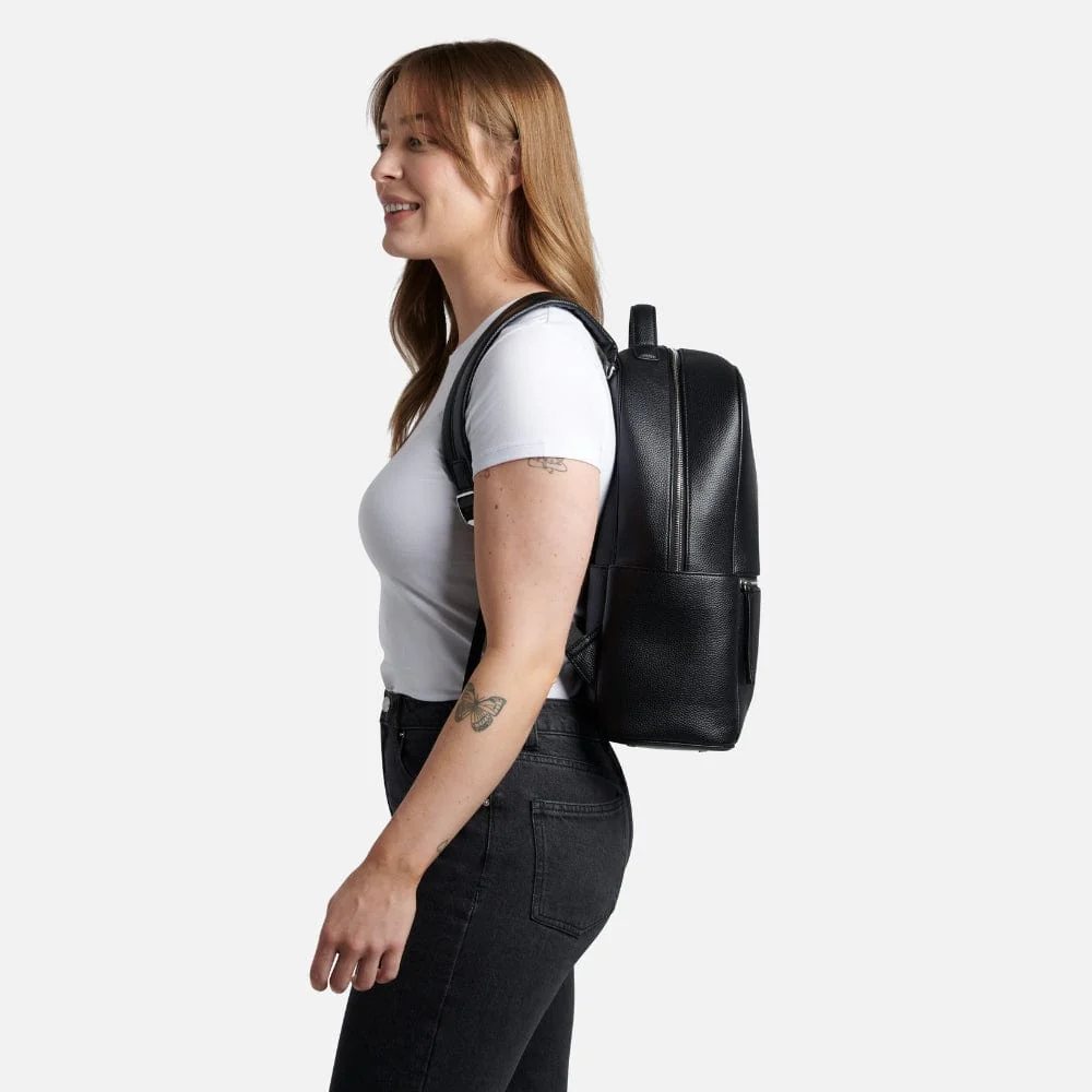 The Vicky - Black Maternity Backpack in Vegan Leather