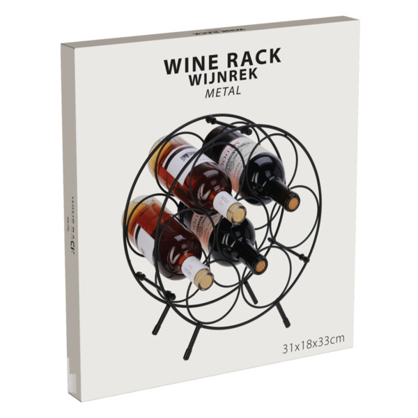 Stojak na wino okrągły h33,5 cm metalowy czarny