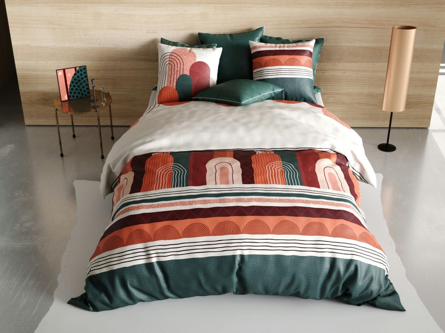 GALIO - Parure housse de couette coton rouge 220x240 cm