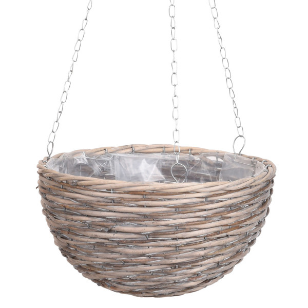 Wiszący kwietnik wiklinowy z donicą na łańcuszku 30 cm wysokość 60 cm