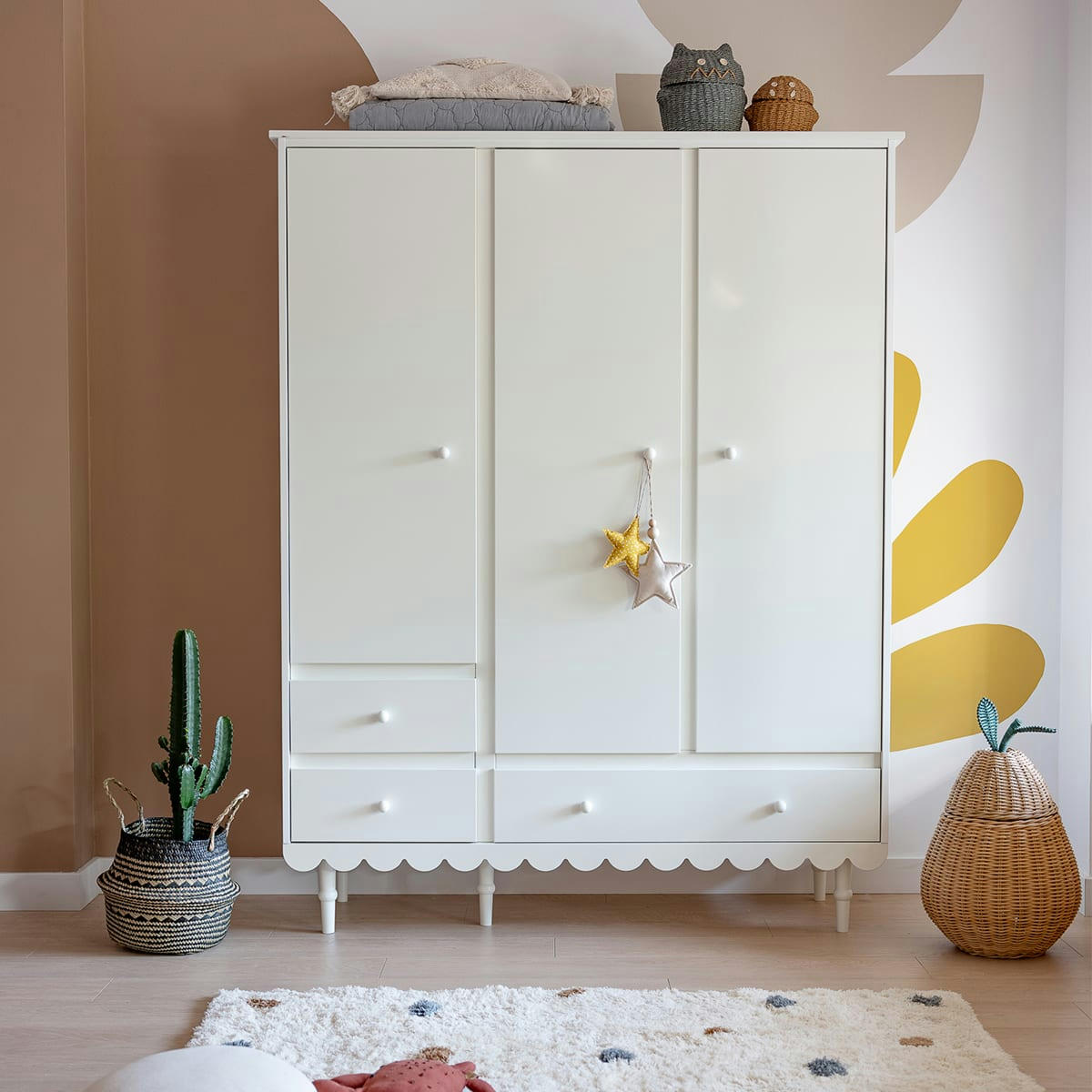 BABUSHKA - Armoire 3 portes 3 tiroirs blanc