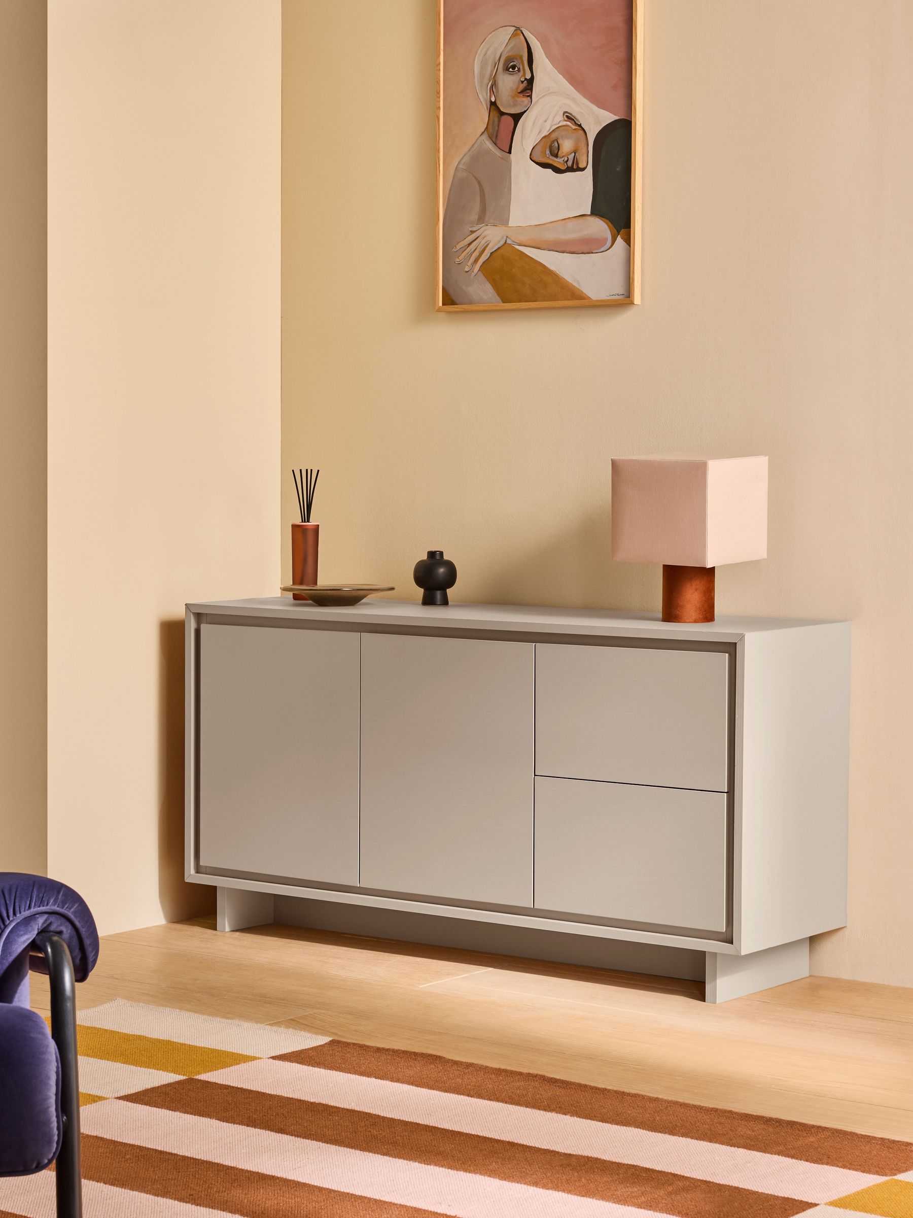 Kaci Large Sideboard in Natural Greige Wood Effect