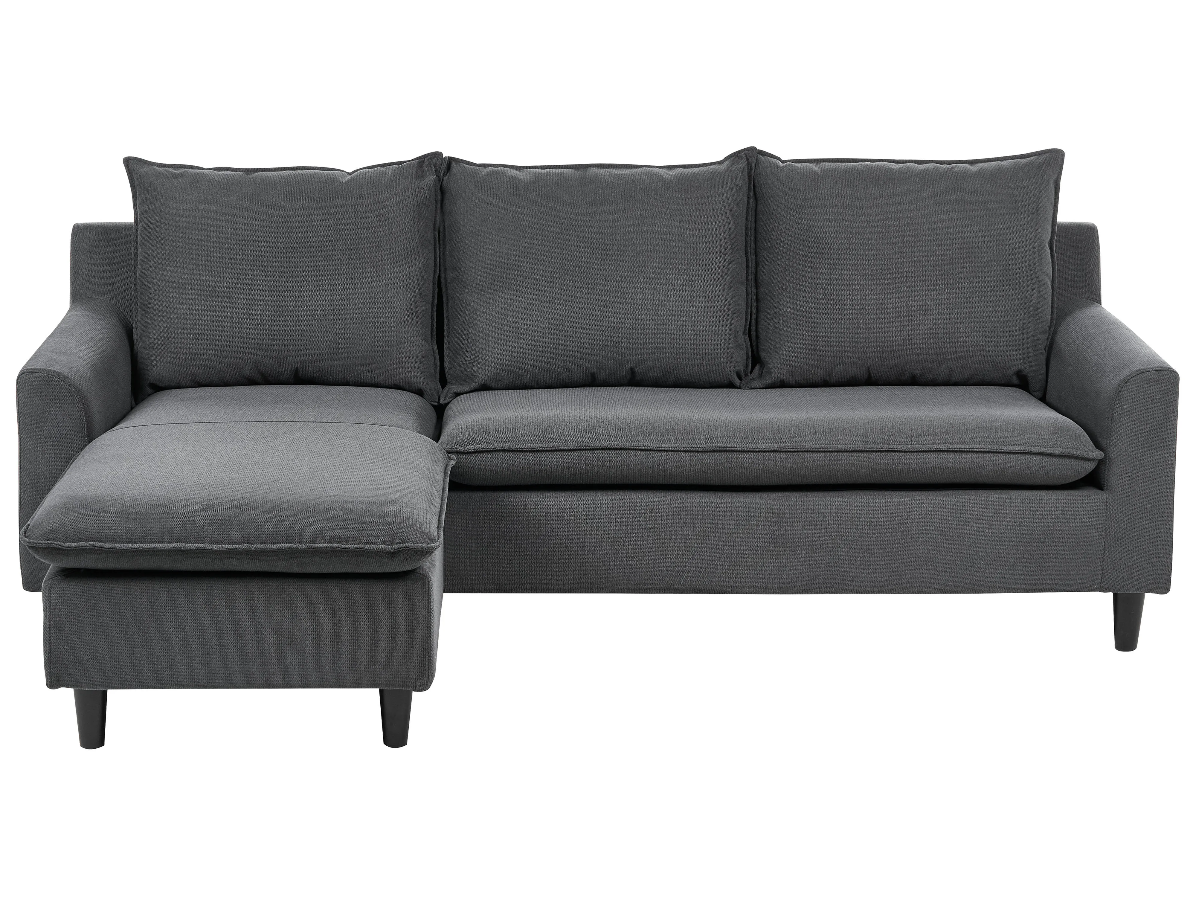 Corner Sofa 3 Seater ELVENES Fabric Dark Grey Left Hand