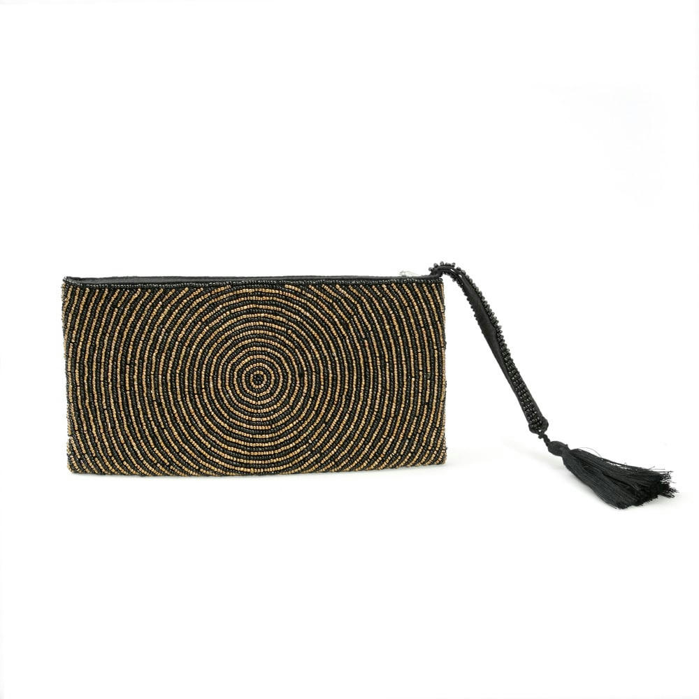 BEADED - Pochette en perles or