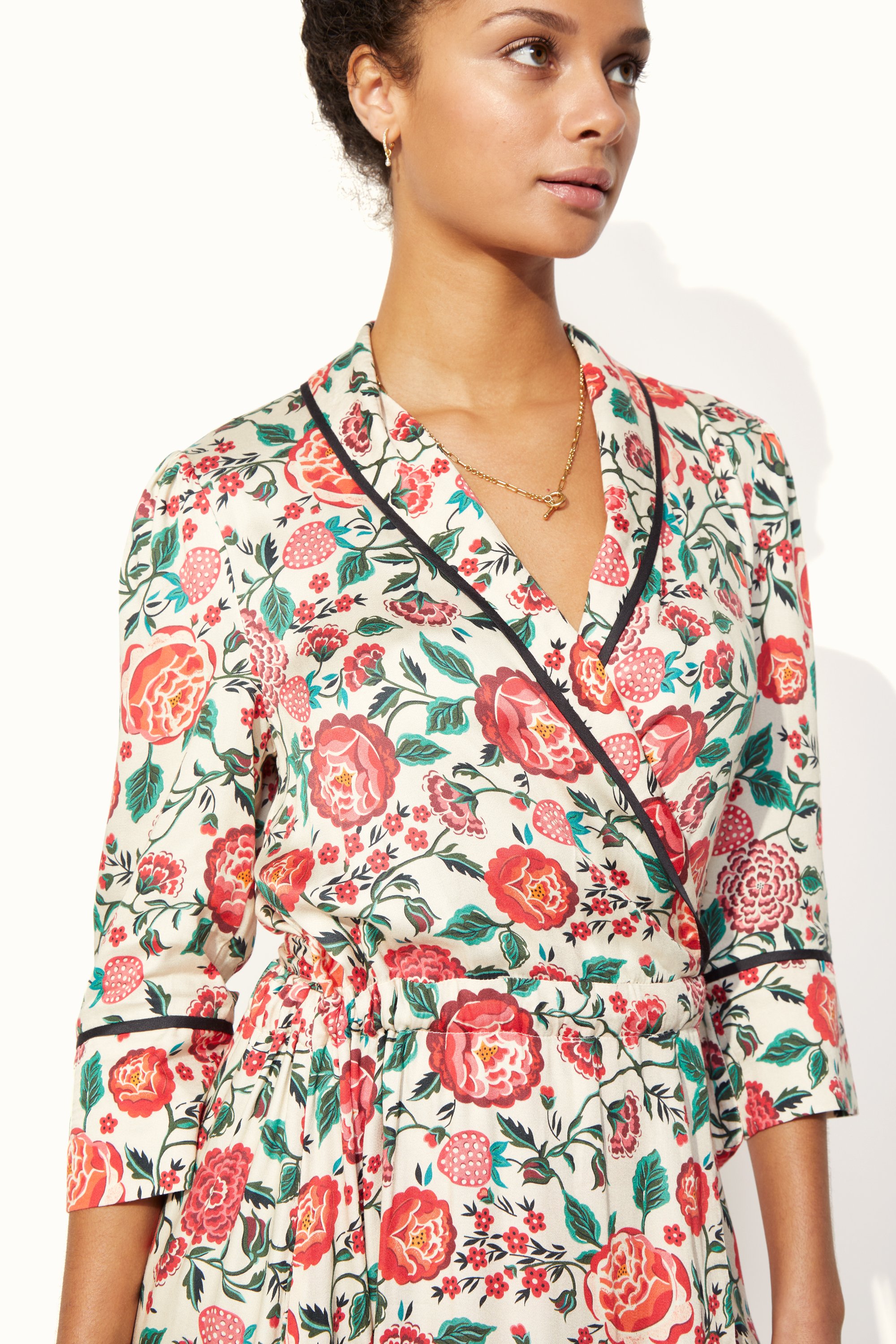 Strawberry Garden Printed Wrap Dress