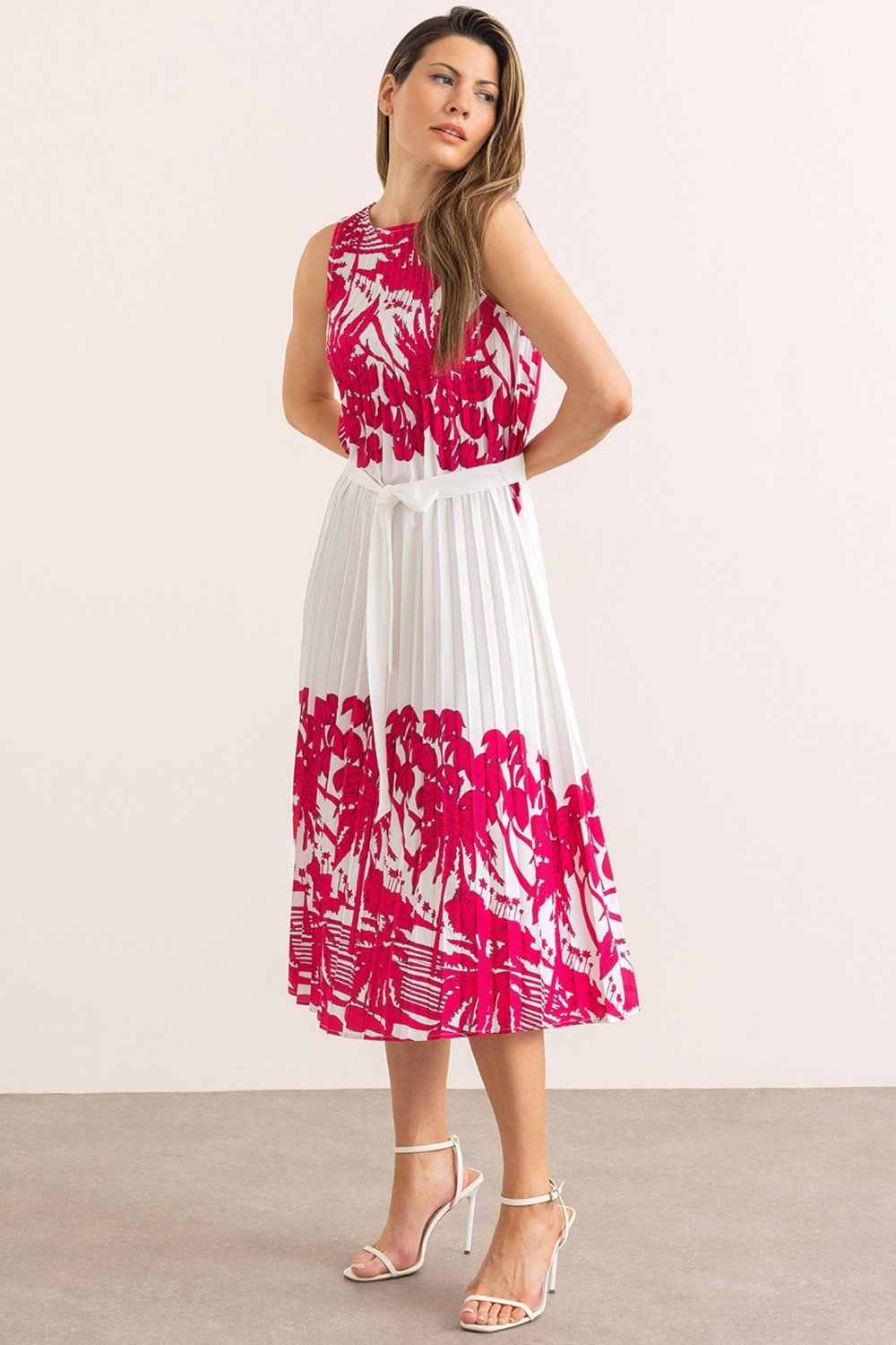 Klass. Pleated Border Printed Dress