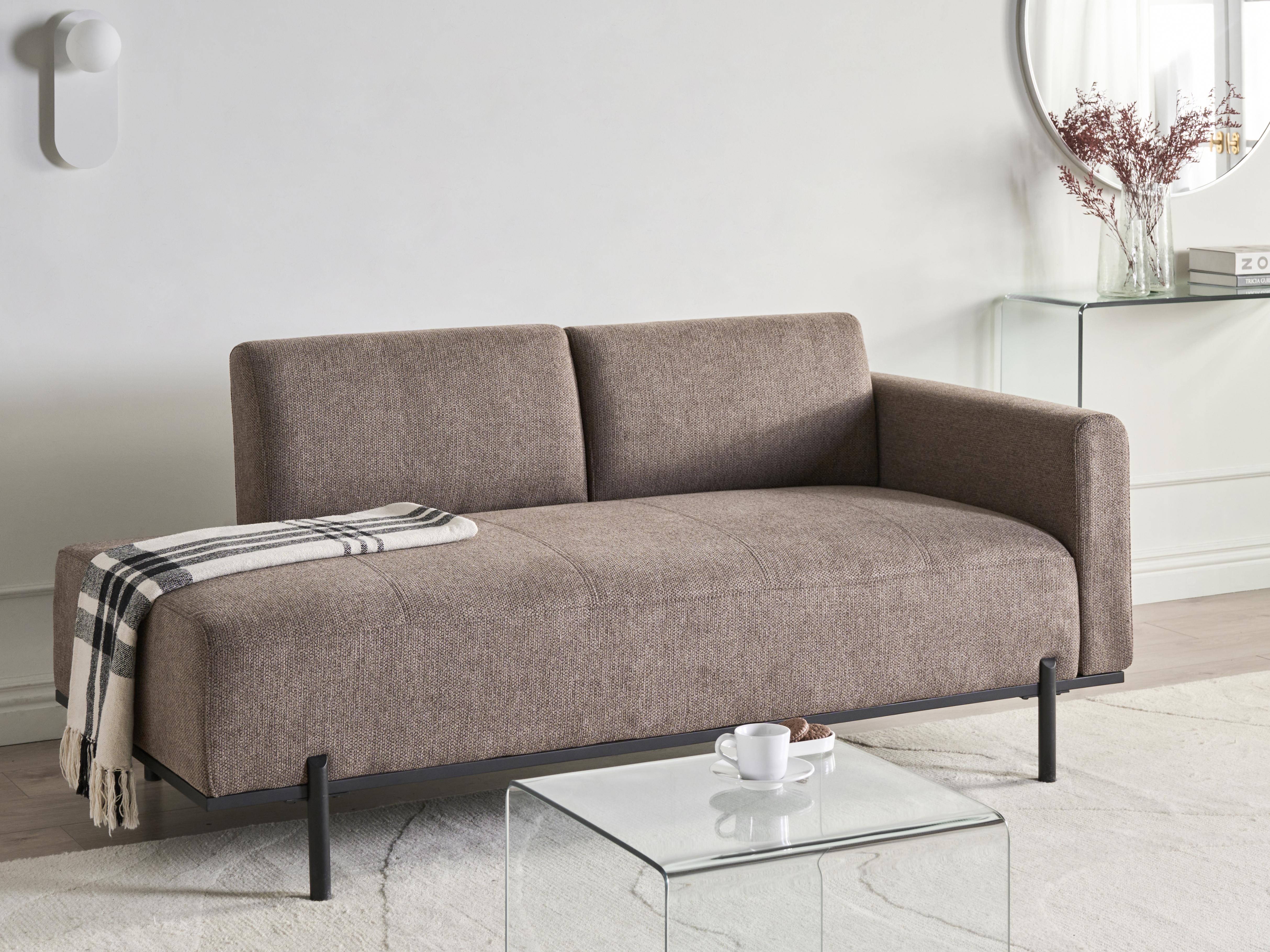 Chaise Longue SAVASSE Faux Linen Light Brown