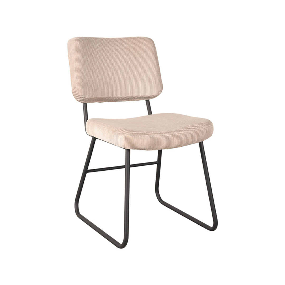 LABEL51 Eetkamerstoel Noah - Naturel Ribstof - Zithoogte 48cm - Set van 2