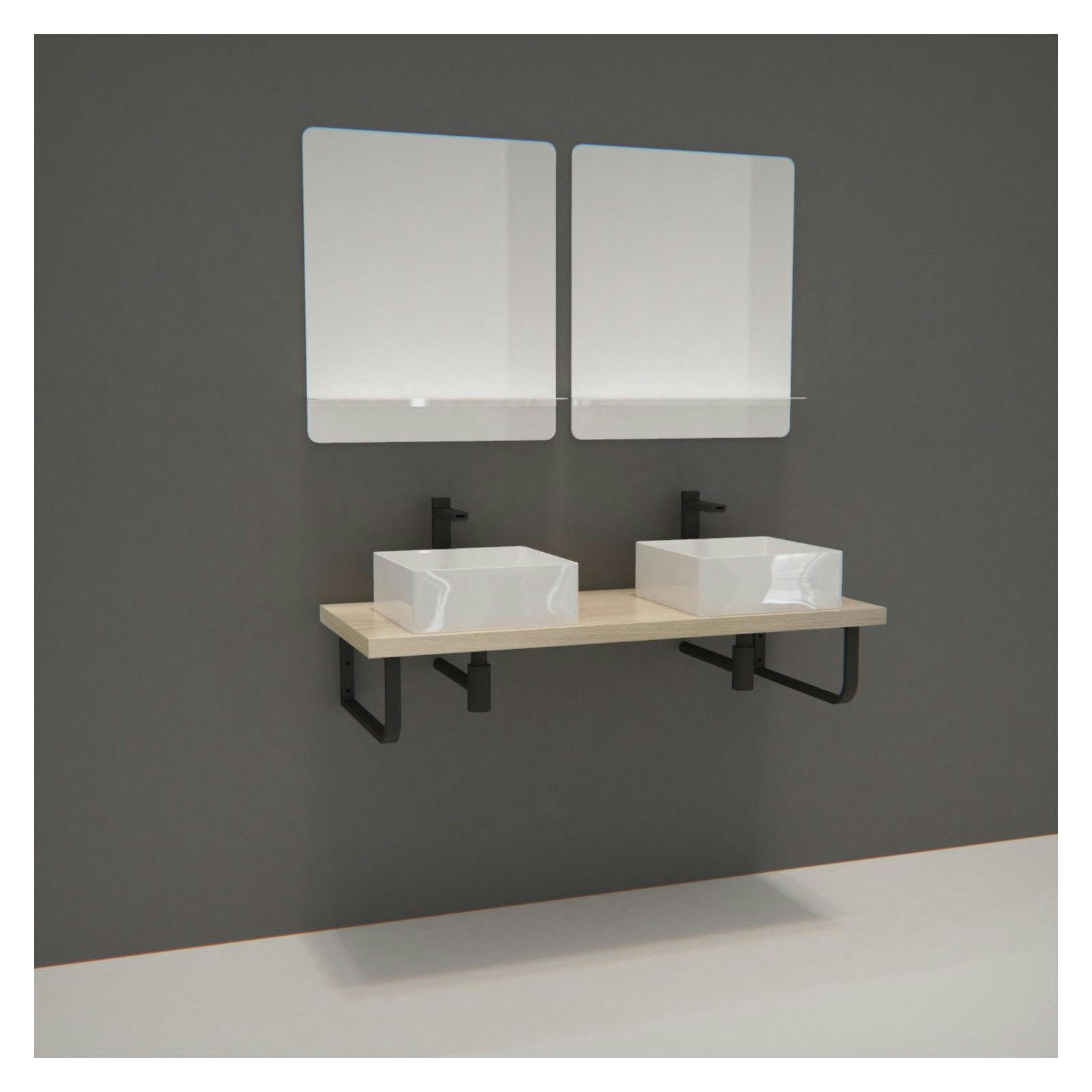 WILL - Meuble de salle de bain avec vasques et miroirs Décor chêne